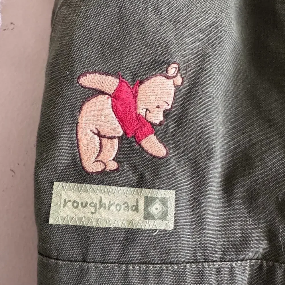 Vintage Disney Store Winnie the Pooh Green Embroidered Overalls Tigger 24M NEW